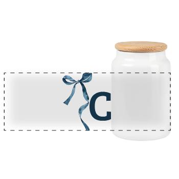 Monogram c Geschenkidee - Panorama Keksdose mit Holzdeckel - Weiß - Vorne