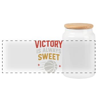 Design Basket Ball Victory Motivation - Boîte à biscuits avec couvercle en bois - blanc - Devant