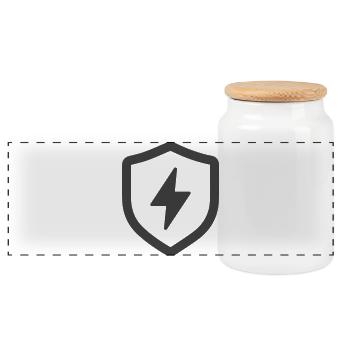 Elektrisches Energieschild Icon Logo - Panorama Keksdose mit Holzdeckel - Weiß - Vorne
