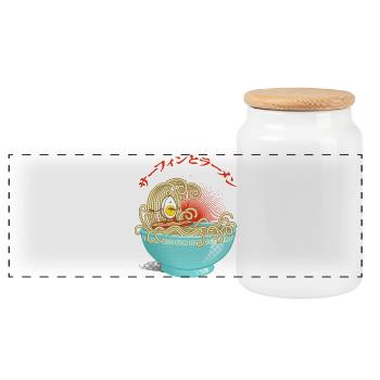 Surfen und Ramen - Panorama Keksdose mit Holzdeckel - Weiß - Vorne