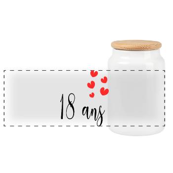 18. 18 YEARS OLD. 18th ANNIVERSARY. 18 BIRTHDAY. - Panoramic Cookie Jar with Wooden Lid - white - Front