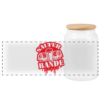 Säufer Bande Bier - Panorama Keksdose mit Holzdeckel - Weiß - Vorne