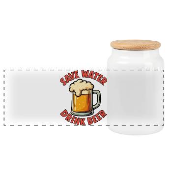 Économisez de l'eau, buvez de la bière, design humoristique - Boîte à biscuits avec couvercle en bois - blanc - Devant
