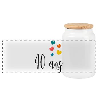 40. 40 ANS. 40e ANNIVERSAIRE. ANNIVERSAIRE 40 ANS. - Boîte à biscuits avec couvercle en bois - blanc - Devant
