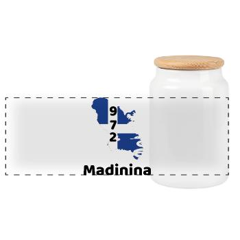Ile de Madinina 972 avec drapeau - Sticker - Boîte à biscuits avec couvercle en bois - blanc - Devant
