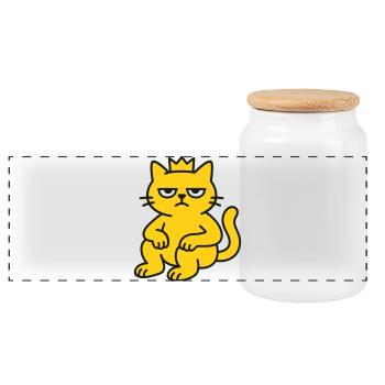 Roi des chats - Boîte à biscuits avec couvercle en bois - blanc - Devant