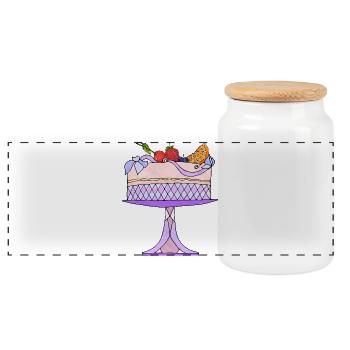 Kuchen - Panorama Keksdose mit Holzdeckel - Weiß - Vorne