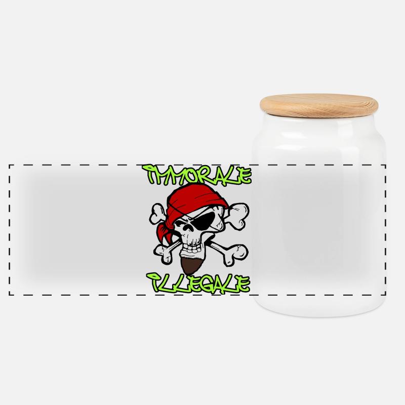 Crâne Pirate TShirt Design - Boîte à biscuits avec couvercle en bois - blanc