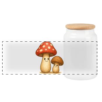 Playful mushroom motifs for children and nature fans - Panoramic Cookie Jar with Wooden Lid - white - Front