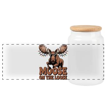 Orignal en liberté - Boîte à biscuits avec couvercle en bois - blanc - Devant