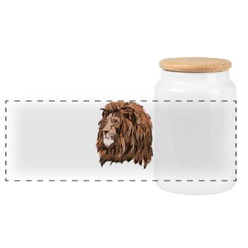 Portrait de lion à la crinière chaude - Boîte à biscuits avec couvercle en bois - blanc - Devant