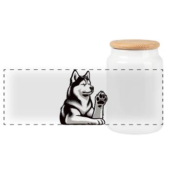 Husky Huskys Huskybesitzer Huskyhalter Huskyfan  - Panorama Keksdose mit Holzdeckel - Weiß - Vorne