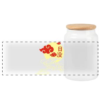 Coucher de soleil japonais - Boîte à biscuits avec couvercle en bois - blanc - Devant