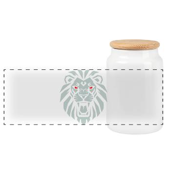 Geometric Lion - Re dei Leoni Minimalista - Panoramic Cookie Jar with Wooden Lid - white - Front
