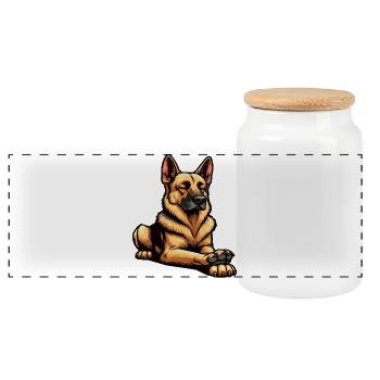 German Shepherd Shepherd Dogs Shepherd Dogs - Panoramic Cookie Jar with Wooden Lid - white - Front