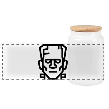 Monstre halloween - Boîte à biscuits avec couvercle en bois - blanc - Devant