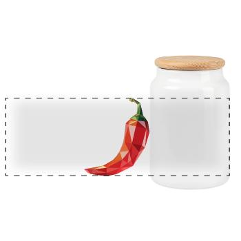 Chili Pepper - Cooles Low-Poly-Gemüse-Logo - Panorama Keksdose mit Holzdeckel - Weiß - Vorne