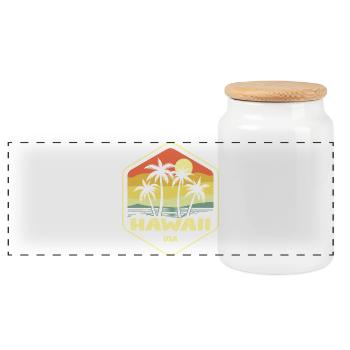 Hawaii Palmiers Crépuscule Vintage - Boîte à biscuits avec couvercle en bois - blanc - Devant