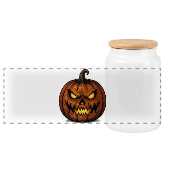 Spooky Pumpkin Chemise à motif d’Halloween - Boîte à biscuits avec couvercle en bois - blanc - Devant