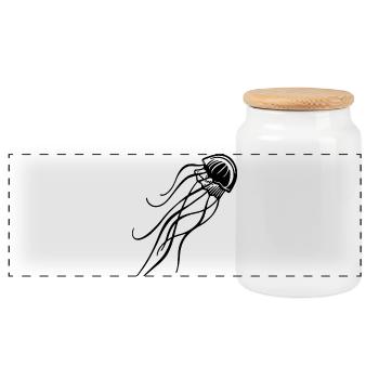 Jellyfish – Ocean & Beach Underwater World - Panoramic Cookie Jar with Wooden Lid - white - Front