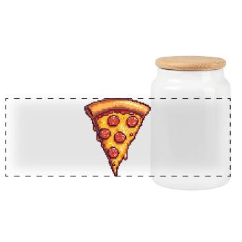 Tranche de pizza Pixel - Boîte à biscuits avec couvercle en bois - blanc - Devant