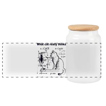 Ce que les chats pensent vraiment drôle Physique des chats Humour - Boîte à biscuits avec couvercle en bois - blanc - Devant