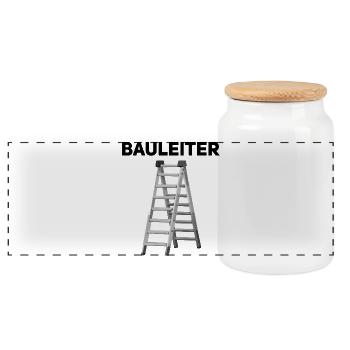 Bauleiter – Lustiger Handwerker Spruch - Panorama Keksdose mit Holzdeckel - Weiß - Vorne