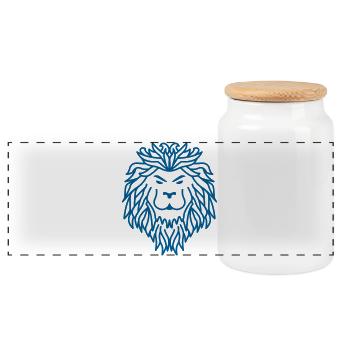Lion Tribal – Powerful heraldic animal design - Panoramic Cookie Jar with Wooden Lid - white - Front