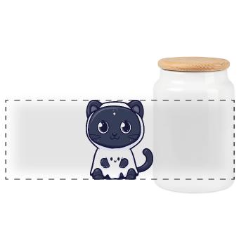 Panthère Halloween fantôme - Boîte à biscuits avec couvercle en bois - blanc - Devant