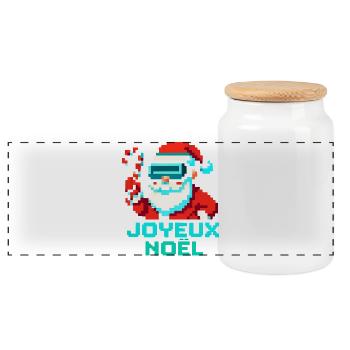 Santa Pixel VR Joyeux Noël - Boîte à biscuits avec couvercle en bois - blanc - Devant