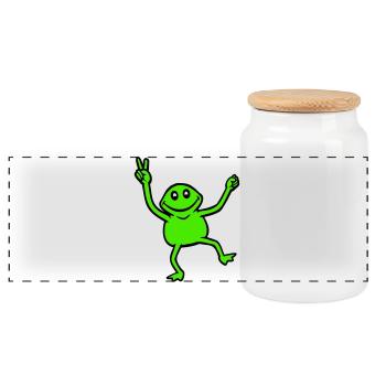 Frosch Peace Handzeichen Symbol Victory Hände süß - Panorama Keksdose mit Holzdeckel - Weiß - Vorne