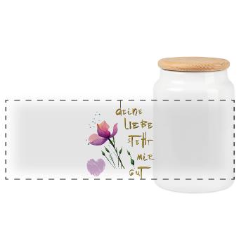 Ton amour me va bien - Boîte à biscuits avec couvercle en bois - blanc - Devant