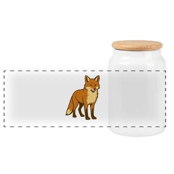 Verspielter Fuchs Cartoon - Panorama Keksdose mit Holzdeckel - Weiß - Vorne