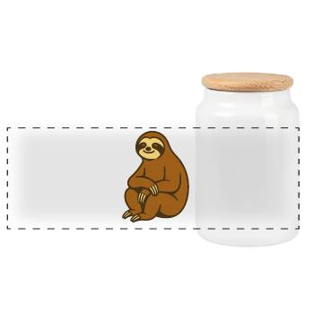 Faultier Kuschelcharme Illustration - Panorama Keksdose mit Holzdeckel - Weiß - Vorne