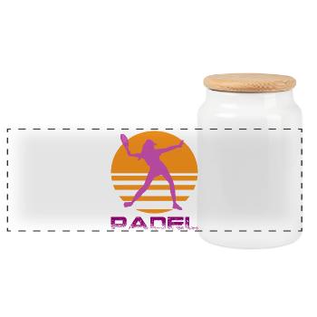Padel - Boîte à biscuits avec couvercle en bois - blanc - Devant