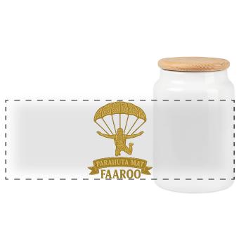 Tahitian Parachute - Panoramic Cookie Jar with Wooden Lid - white - Front