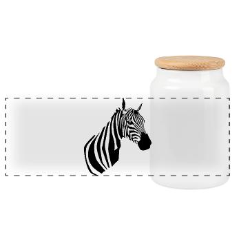 Zebra T-shirt - Panorama Keksdose mit Holzdeckel - Weiß - Vorne