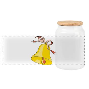 Cloche avec boucle - Boîte à biscuits avec couvercle en bois - blanc - Devant