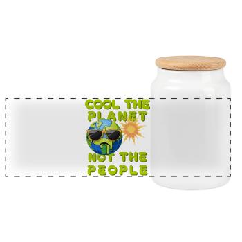 Refroidir la planète, pas les gens Climat - Boîte à biscuits avec couvercle en bois - blanc - Devant