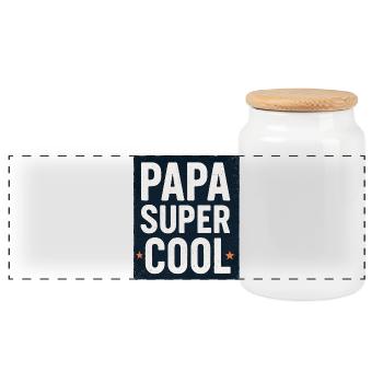 Papa Super Cool - Fête des Pères - Anniversaire - Boîte à biscuits avec couvercle en bois - blanc - Devant