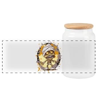 Momie en regard d’éclaboussures - Boîte à biscuits avec couvercle en bois - blanc - Devant
