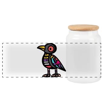 Raven Crow Halloween Zombie - Panoramic Cookie Jar with Wooden Lid - white - Front