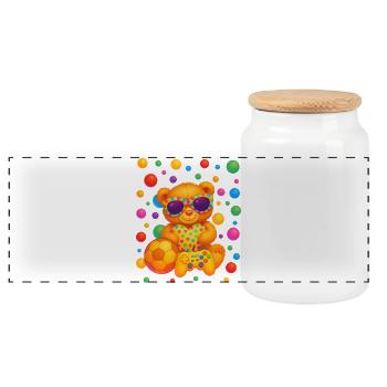 Lebendige Teddy-Gamer-Party-Kunst - Panorama Keksdose mit Holzdeckel - Weiß - Vorne