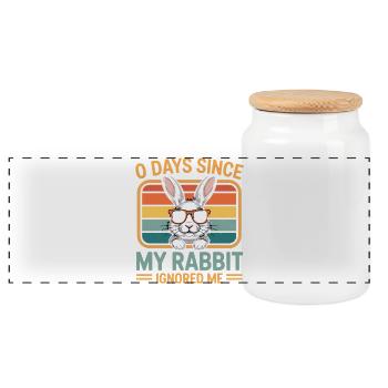 0 Days Since My Rabbit Ignored Me Rabbit - Panoramic Cookie Jar with Wooden Lid - white - Front