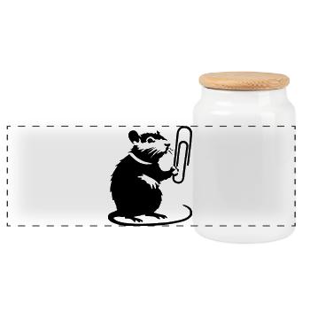 Rat as an office stallion - Panoramic Cookie Jar with Wooden Lid - white - Front