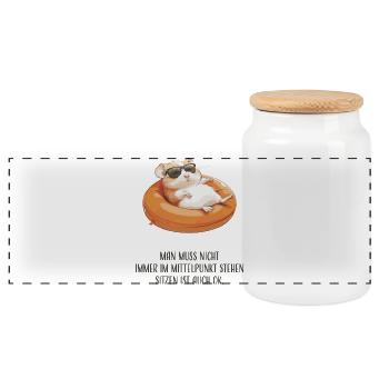 You don't always have to be the center of attention - Panoramic Cookie Jar with Wooden Lid - white - Front