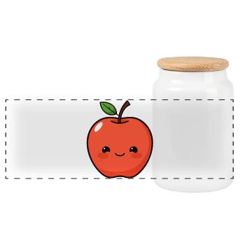 Apple - Panoramic Cookie Jar with Wooden Lid - white - Front
