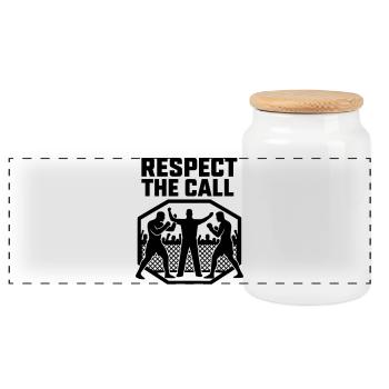 MMA Tribute Respect The Call - Panoramic Cookie Jar with Wooden Lid - white - Front