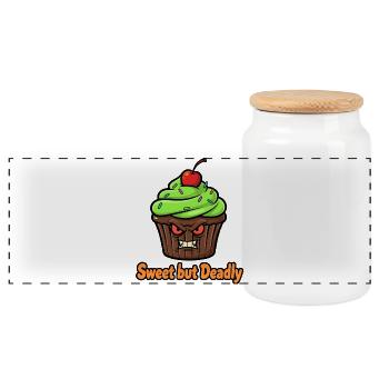 Süß aber tödlich Cupcake - Panorama Keksdose mit Holzdeckel - Weiß - Vorne