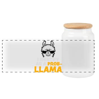 I Identify As A Probllama Cool Lama Problem Spruch - Panorama Keksdose mit Holzdeckel - Weiß - Vorne